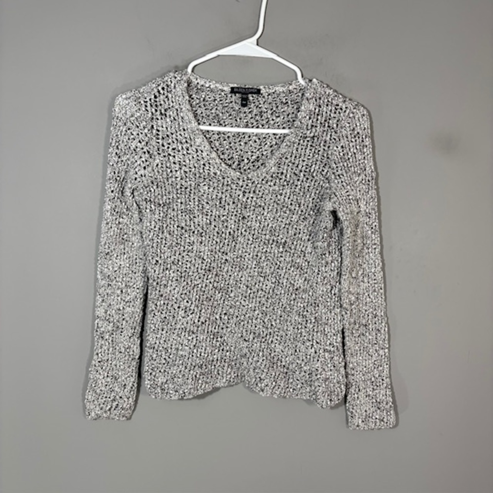 Eileen Fisher Sweater Womens Petite PM Gray 100% Cotton V Neck Pullover Knit